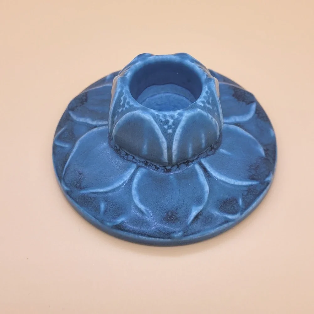 Rookwood Pottery Blue Lily Pad Candlestick Holders #2311 Pair c.1923 MINT‎